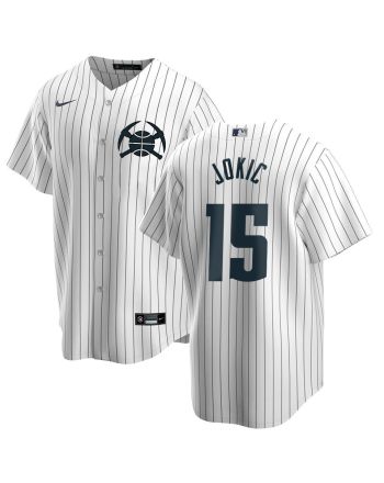 Nikola Jokić 15 Denver Nuggets x NY Yankees Baseball Men Jersey - White