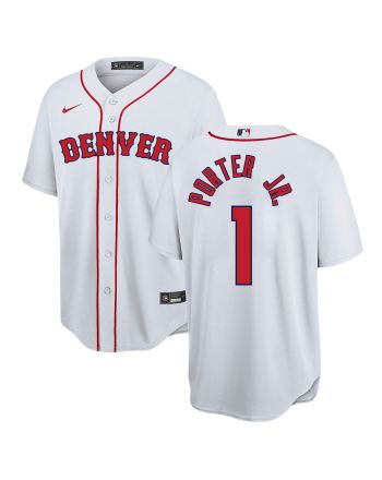 Michael Porter Jr. 1 Denver Nuggets x Boston Red Sox Baseball Men Jersey - White