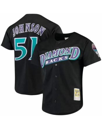 Randy Johnson Arizona Diamondbacks Mitchell And Ness Big And Tall Cooperstown Collection Mesh Button-up Jersey- Black